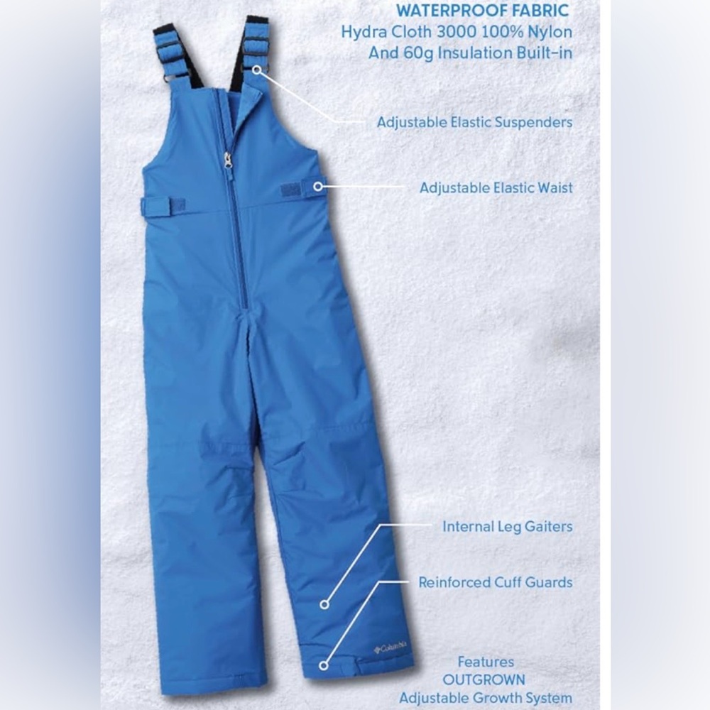 Like New! Columbia Youth Snowslope II Waterproof Snow Bib, S(8), MSRP $98 - Picture 13 of 14